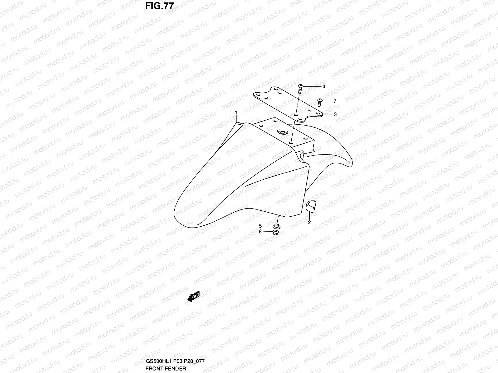 77 - FRONT FENDER (GS500FH P28)