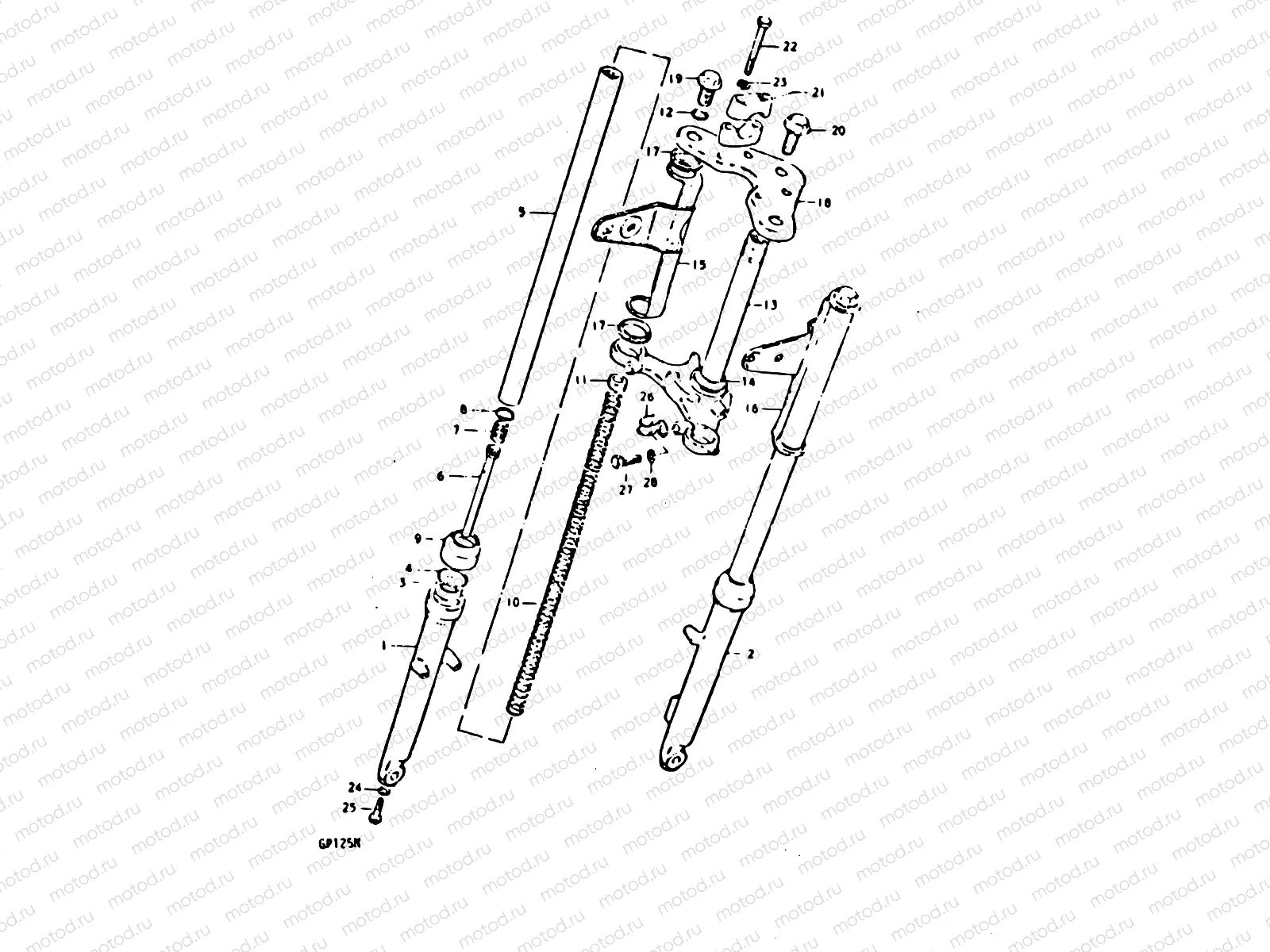 77 - FRONT FORK (KAYABA)(GP125UC F.NO.101623~, GP125UN)