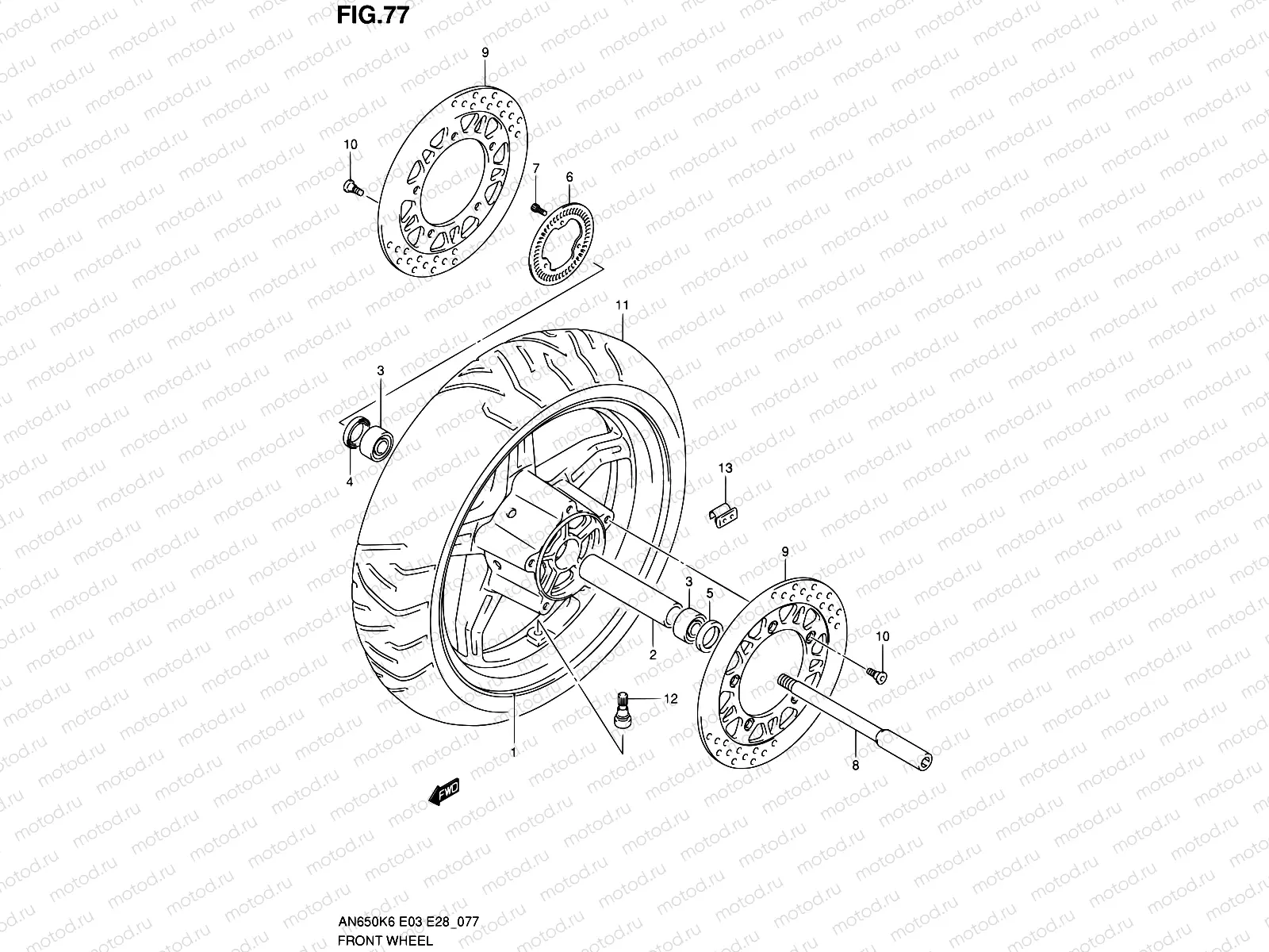 77 - FRONT WHEEL (AN650AK6/AK7/AK8/AK9/AL0)