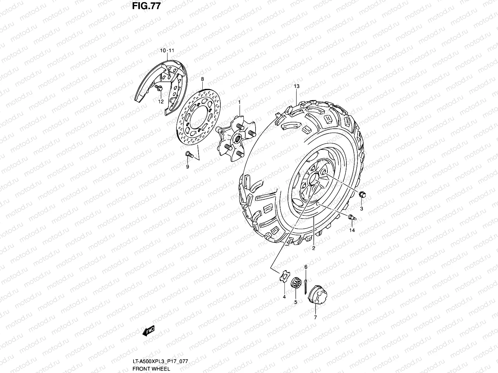 77 - FRONT WHEEL (LT-A500XPL3 P17)