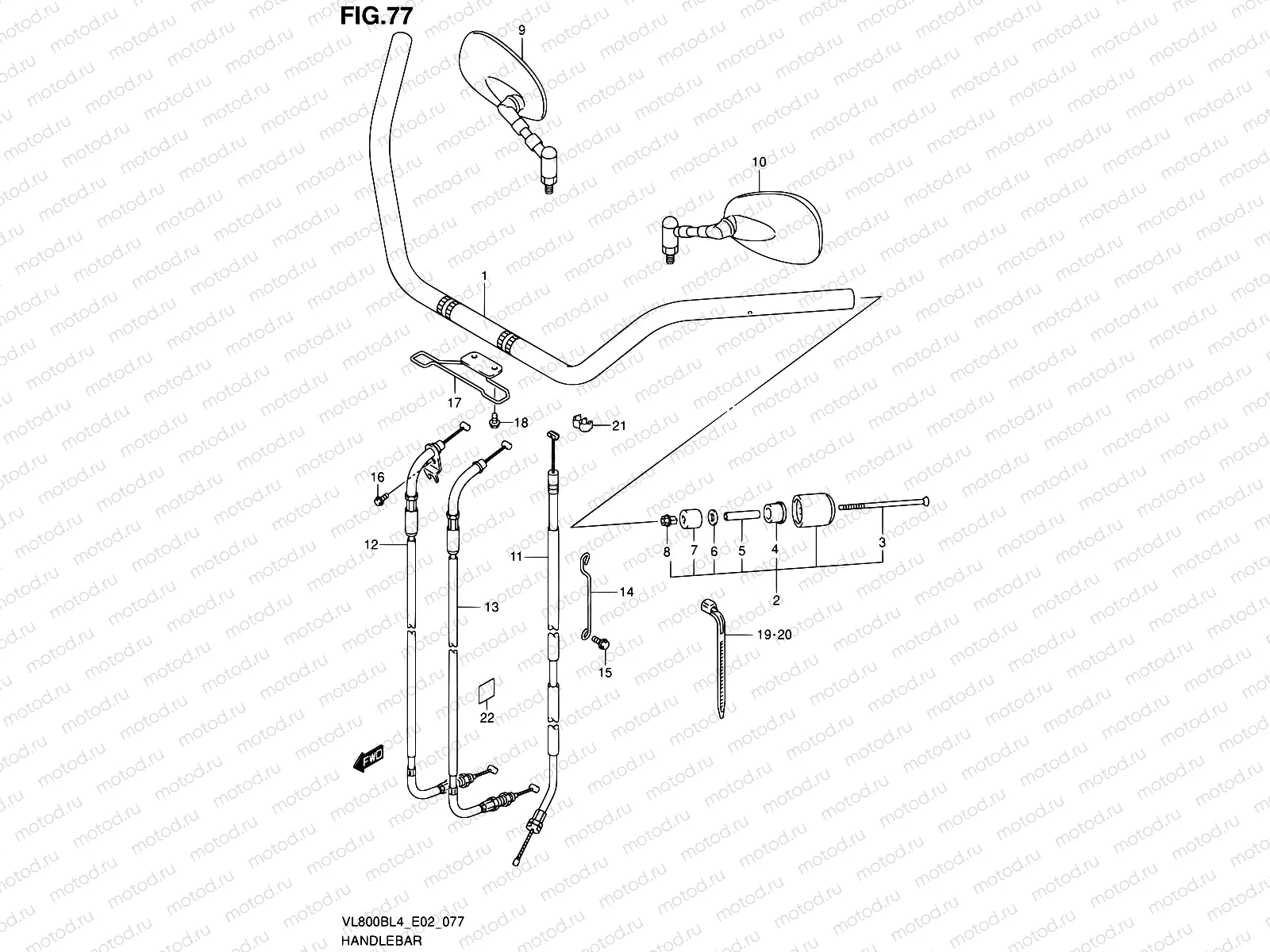 77 - HANDLEBAR (VL800BL4 E19)