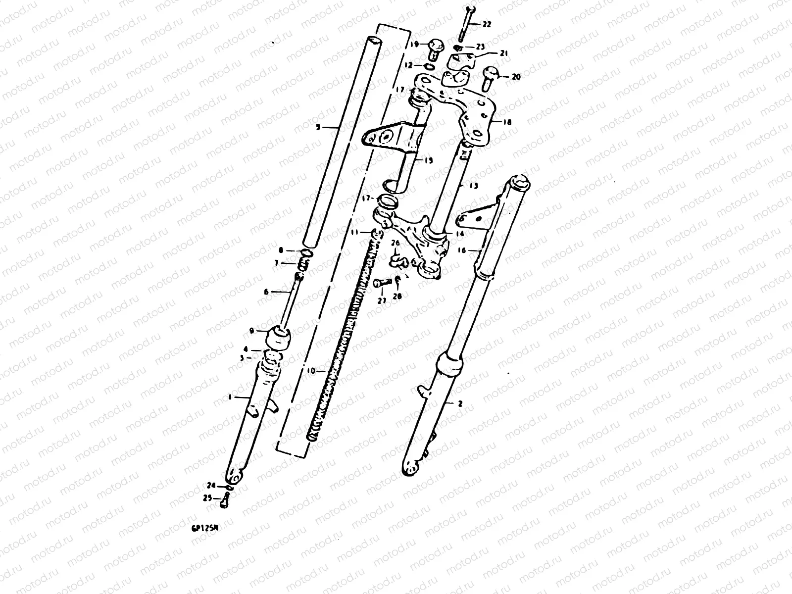 78 - FRONT FORK(KAYABA)(GP125C F.NO.101265~,GP125UC F.NO.101623~)