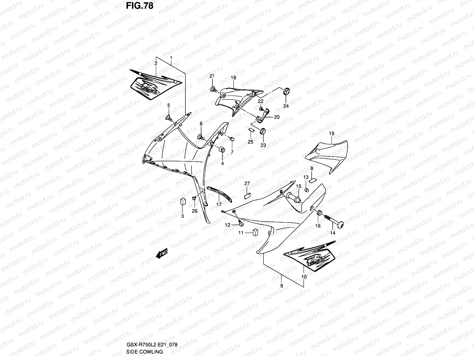 78 - SIDE COWLING (GSX-R750UFL2 E21:YVB)