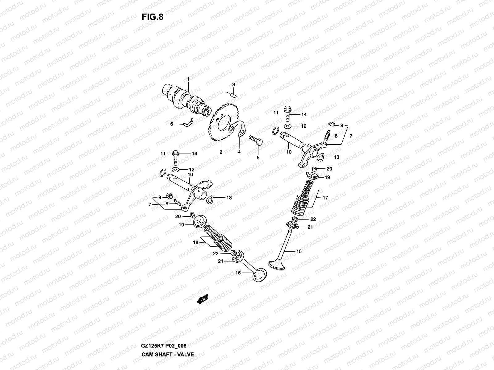 8 - CAMSHAFT-VALVE (MODEL K3)