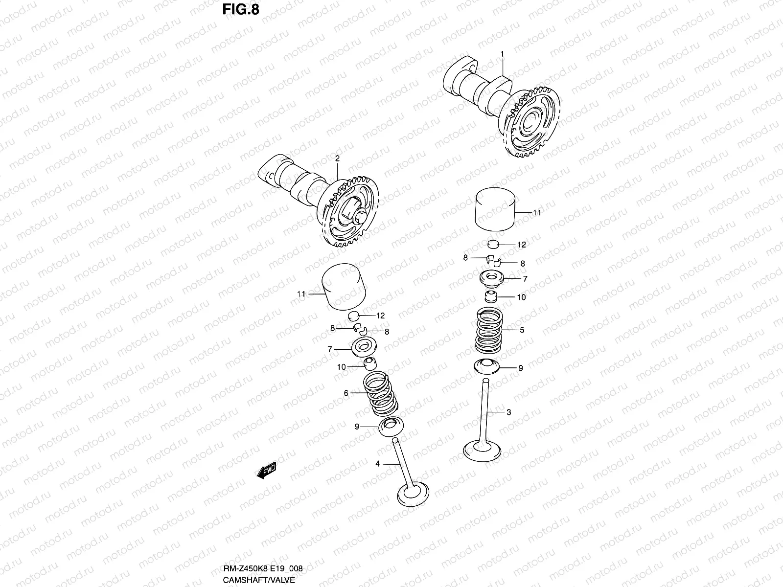 8 - CAMSHAFT - VALVE (RM-Z450K8/K9/L0)