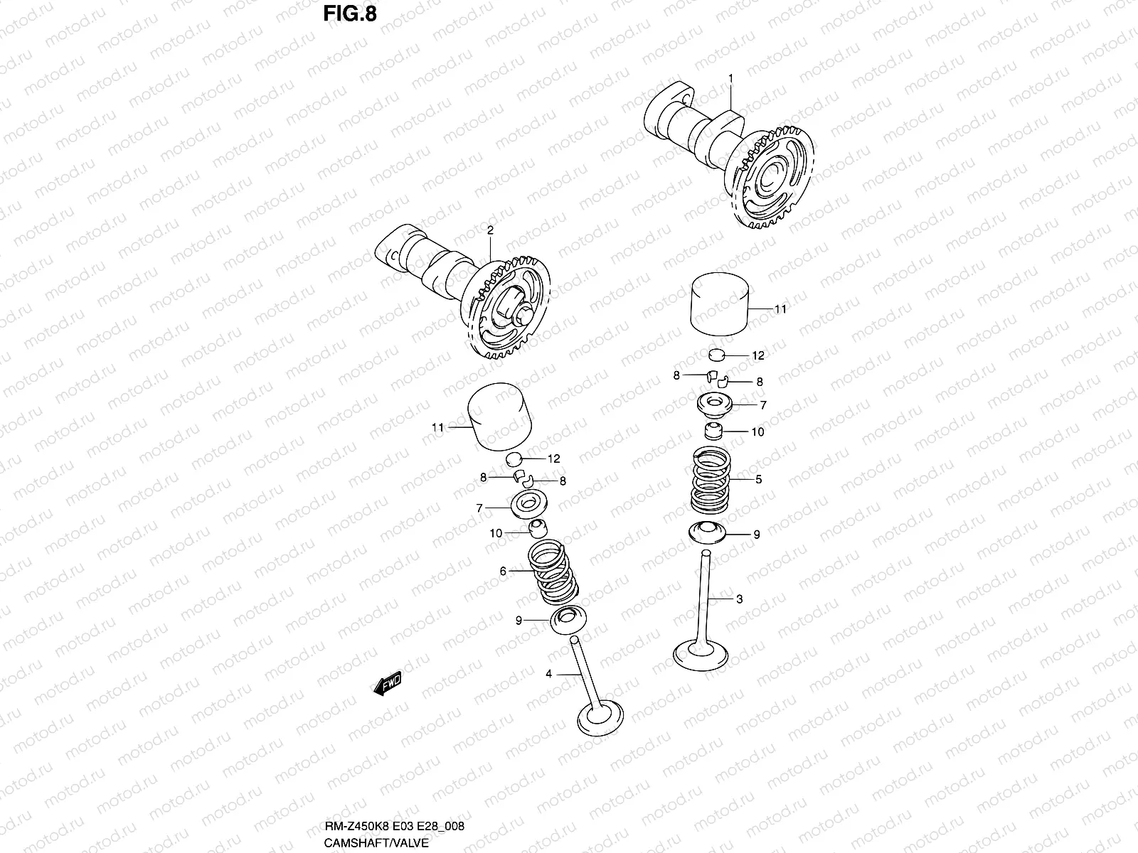 8 - CAMSHAFT - VALVE (RM-Z450K8/K9/L0)