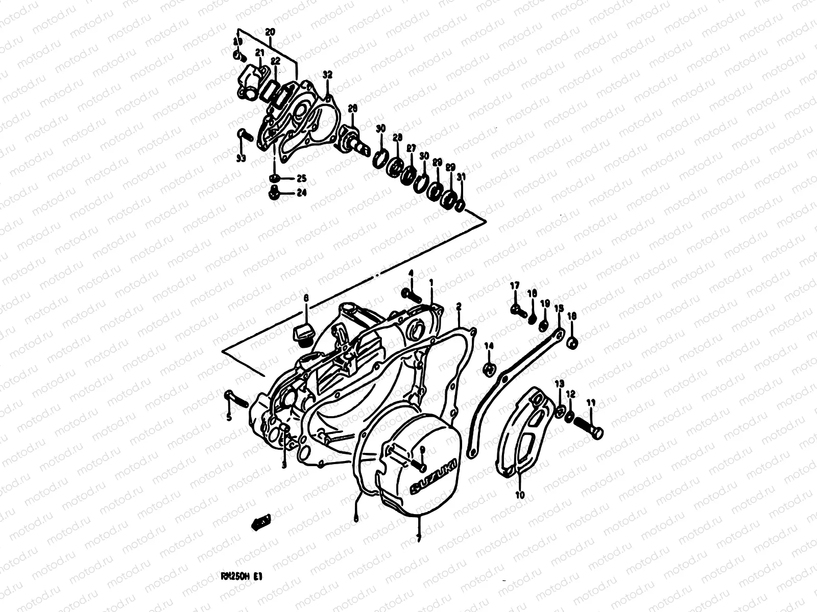 8 - CRANKCASE COVER-WATER PUMP (MODEL H)
