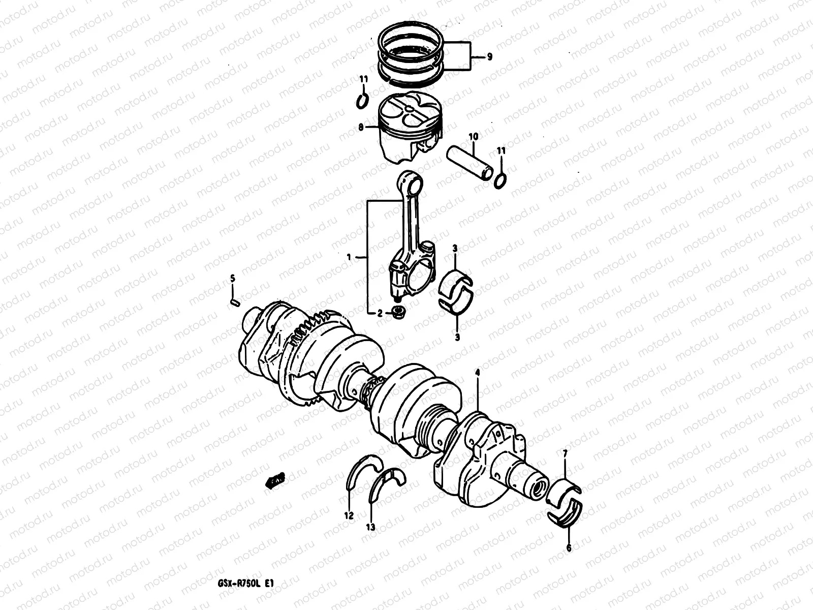 8 - CRANKSHAFT (MODEL J/K)