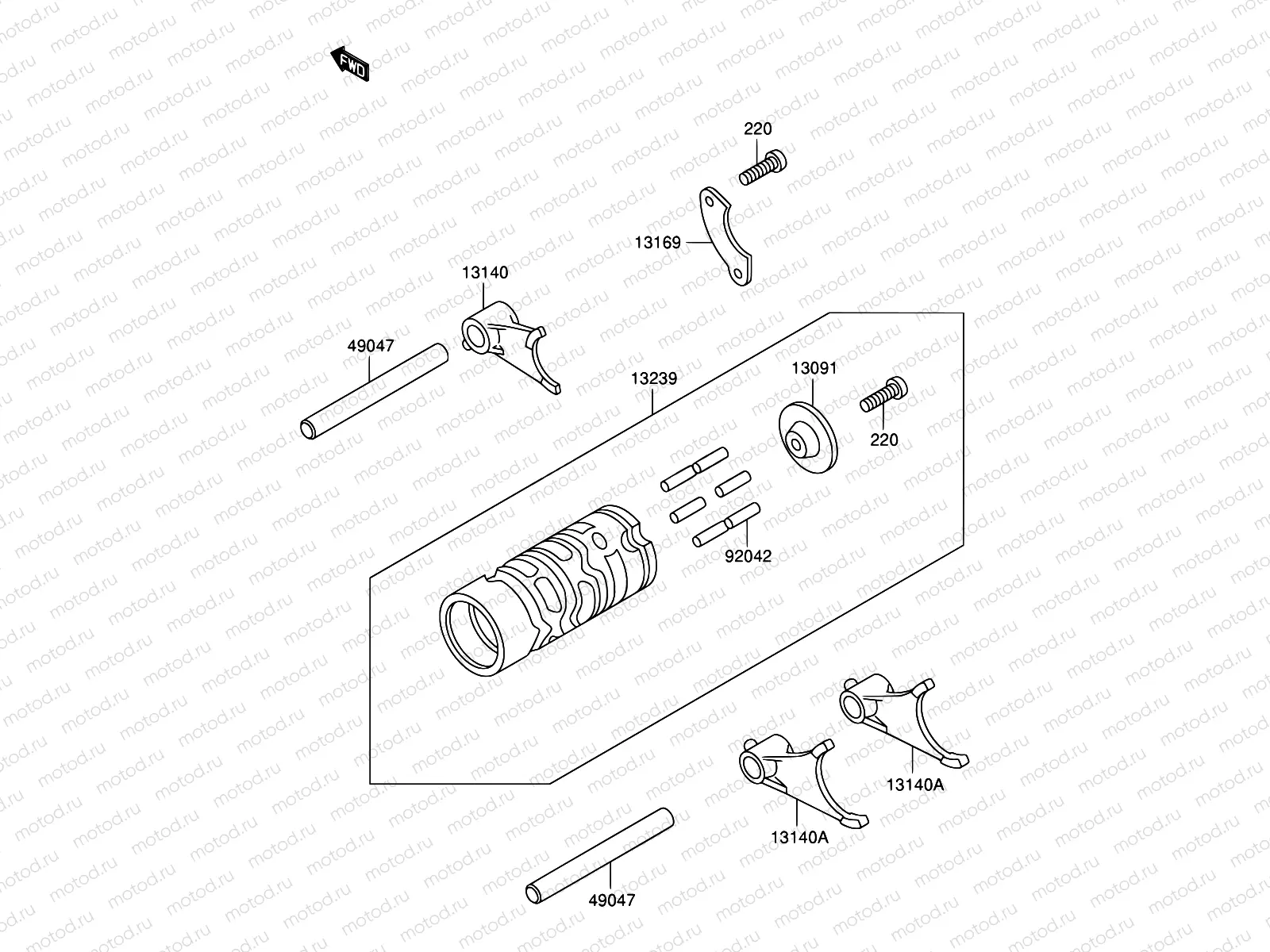 8 - GEAR CHANGE DRUM/SHIFT FORK
