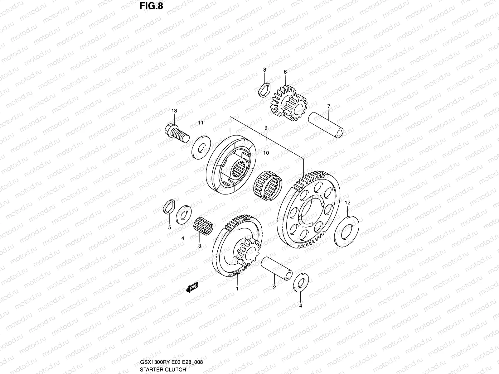 8 - STARTER CLUTCH (MODEL X/Y/K1/K2)