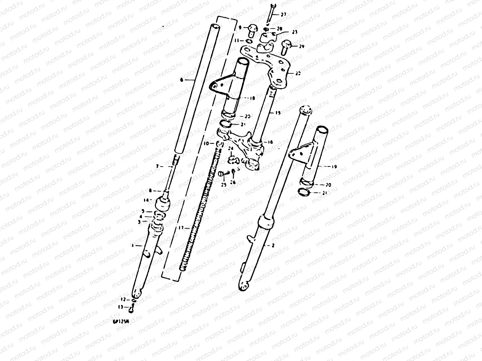 80 - FRONT FORK (GP125UN E14 F.NO.106421~)