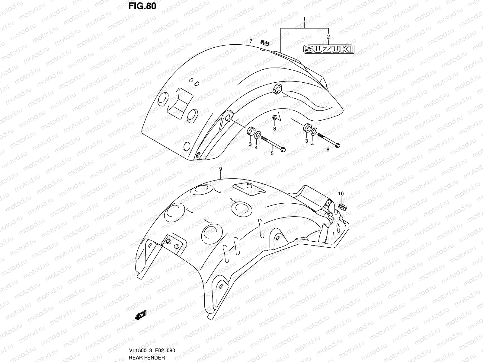80 - REAR FENDER (VL1500L3 E19)