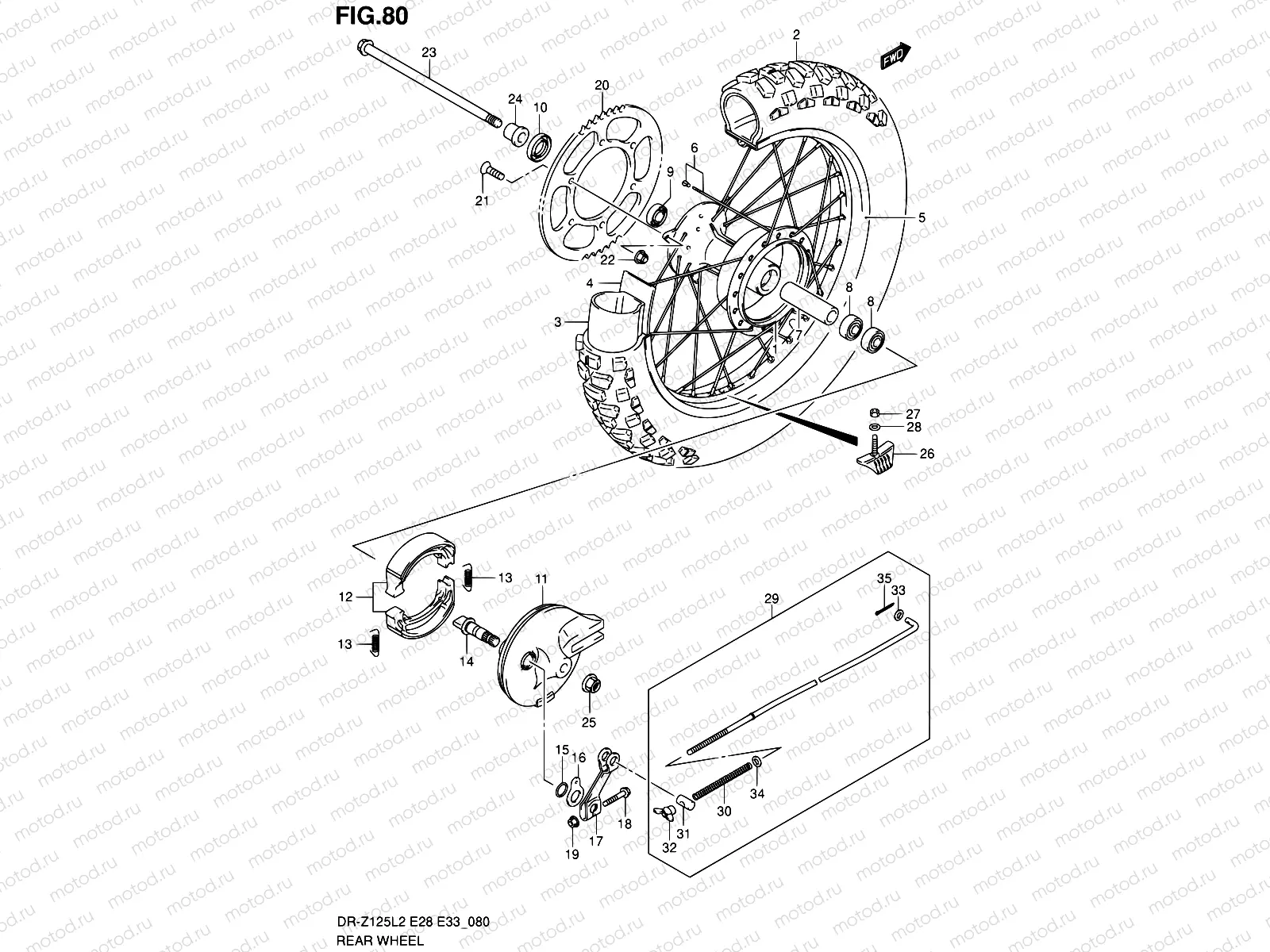 80 - REAR WHEEL (DR-Z125L2 E33)