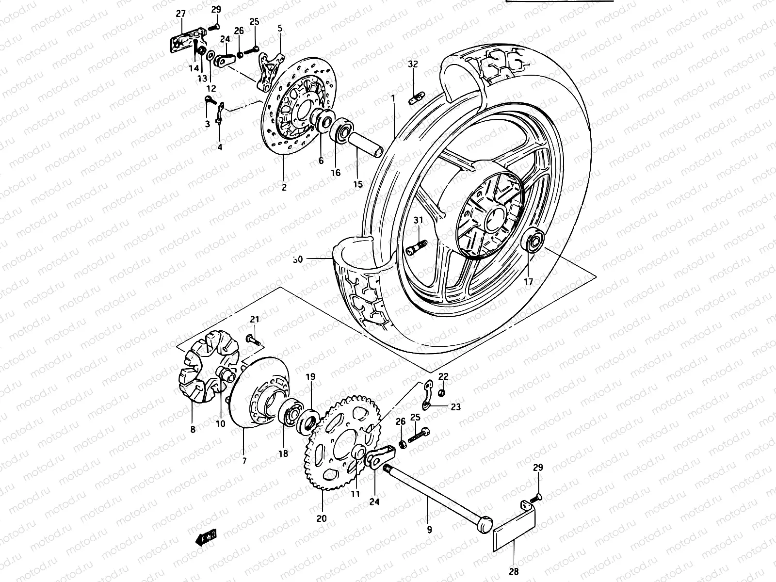 80 - REAR WHEEL (MODEL E)