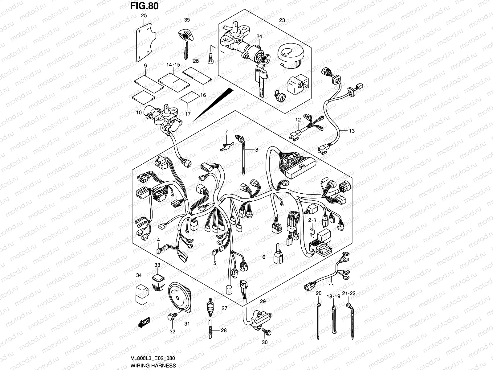 80 - WIRING HARNESS (VL800CUEL3 E19)