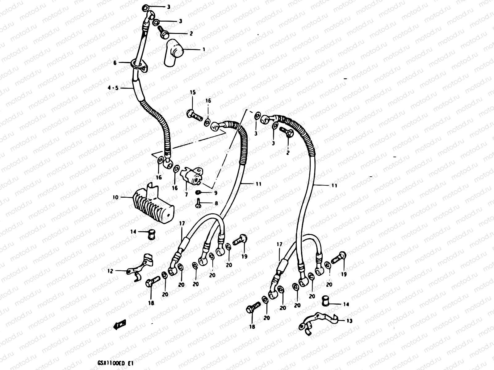 82 - FRONT BRAKE HOSE (GSX1100EZ/ED/EXD/ESD)