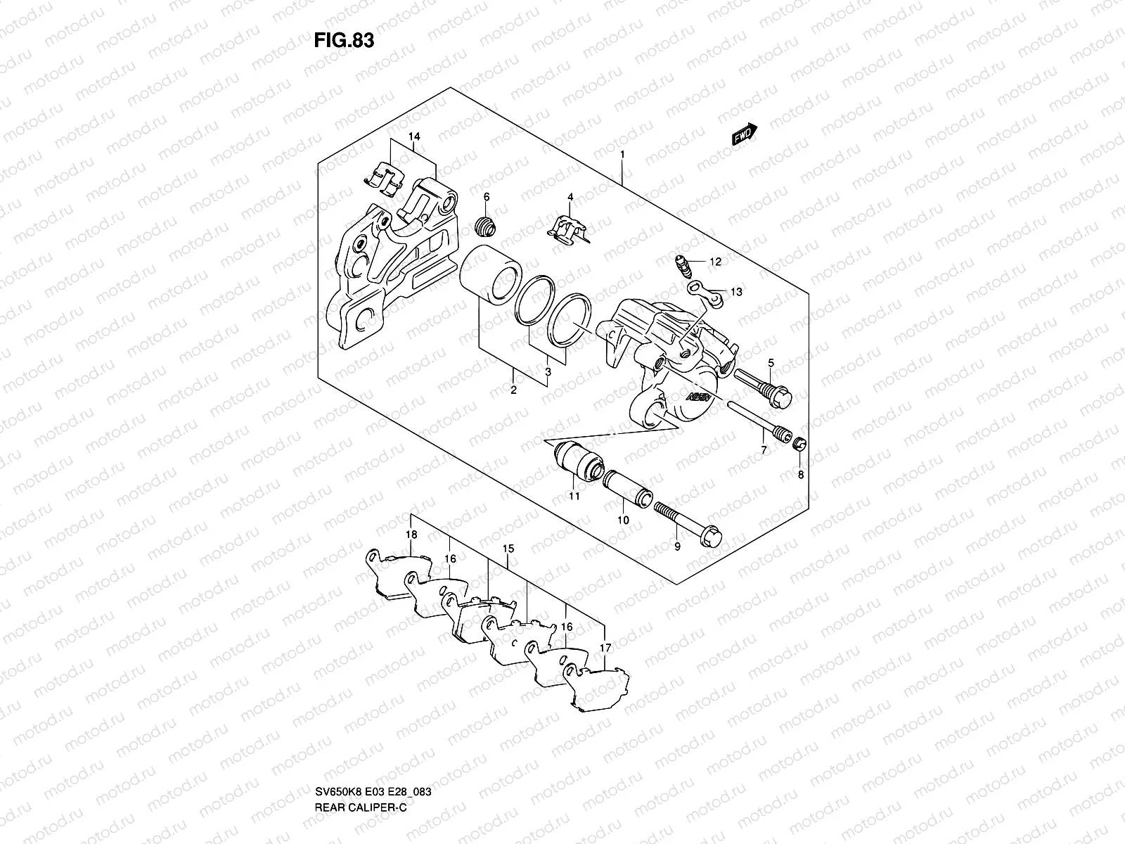83 - REAR CALIPER (SV650AK8/SAK8/AK9/SAK9/SAL0)