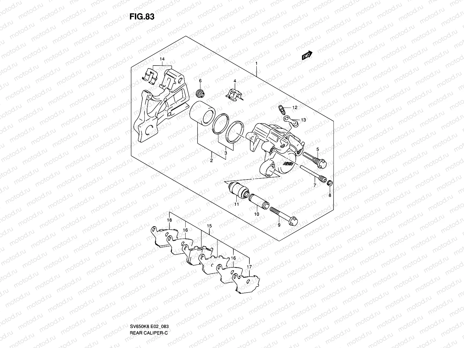 83 - REAR CALIPER (SV650K8/UK8/SK8/SUK8/K9/UK9/SK9/SUK9/SL0/SUL0)