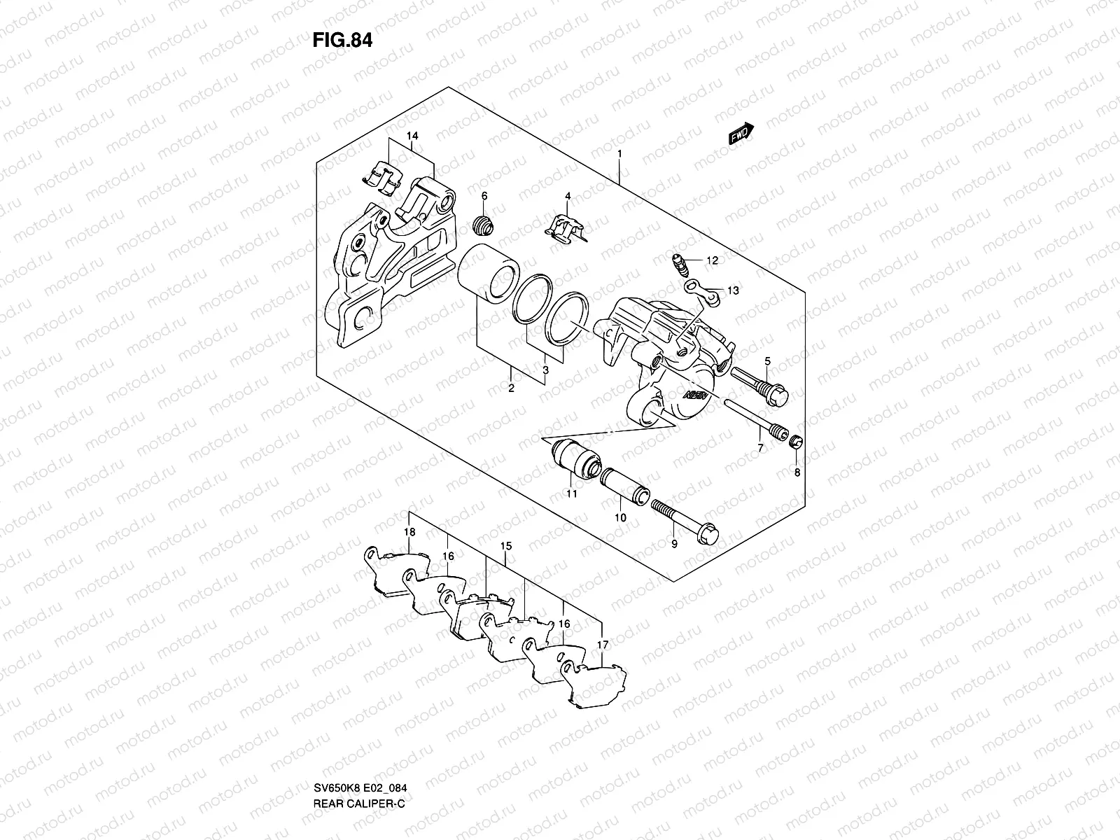 84 - REAR CALIPER (SEE NOTE)
