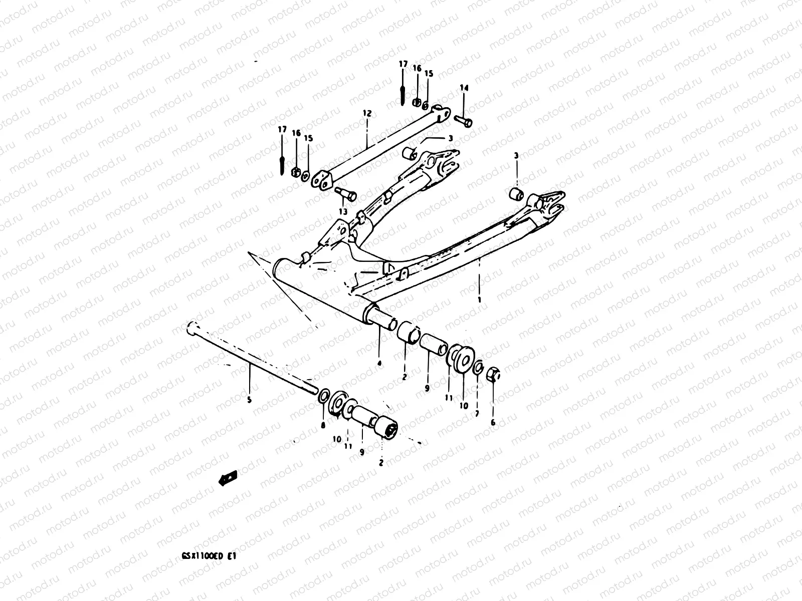 84 - REAR SWINGING ARM (GSX1100EZ/ED/EXD/ESD)
