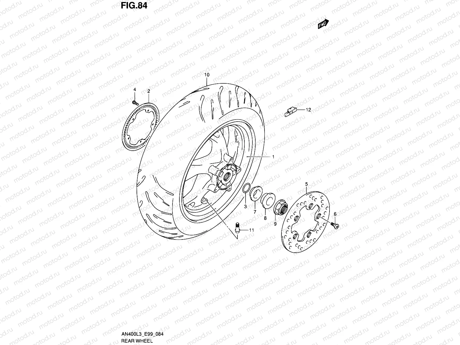 84 - REAR WHEEL (AN400ZAL3 E99)