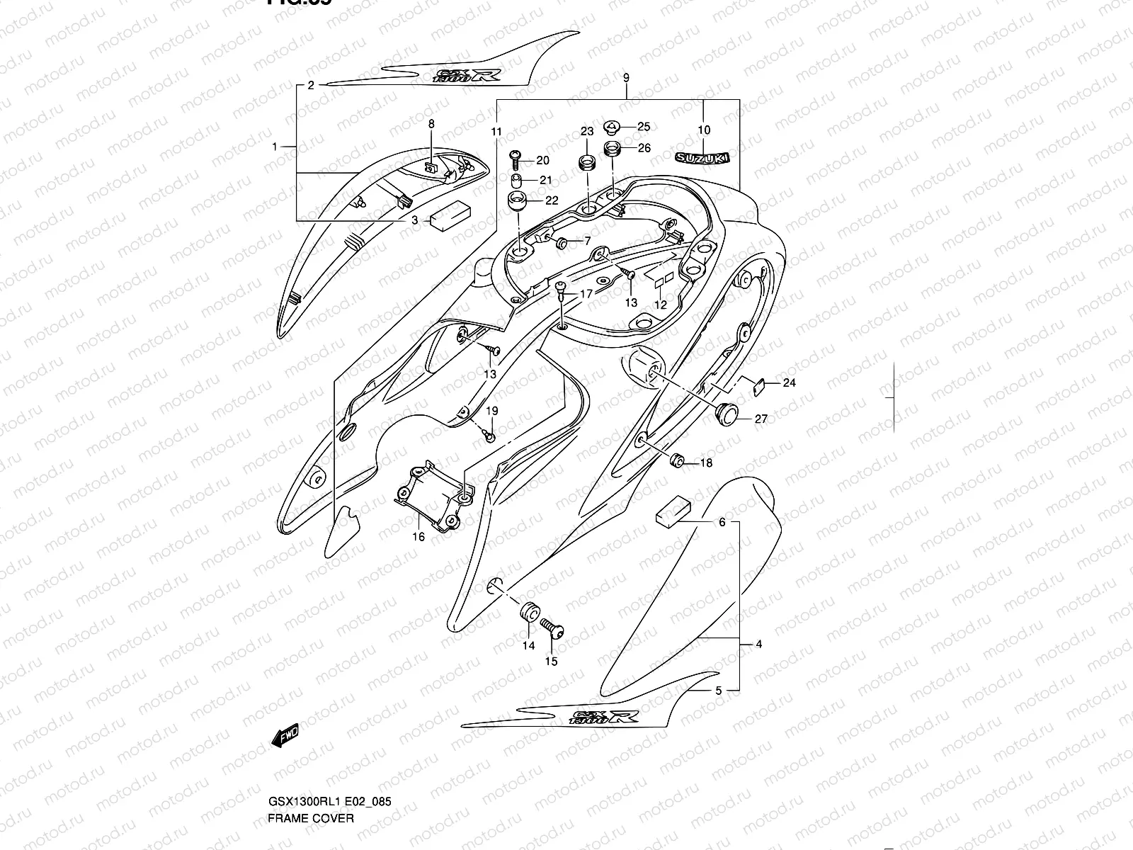 85 - FRAME COVER (GSX1300RL1 E51)