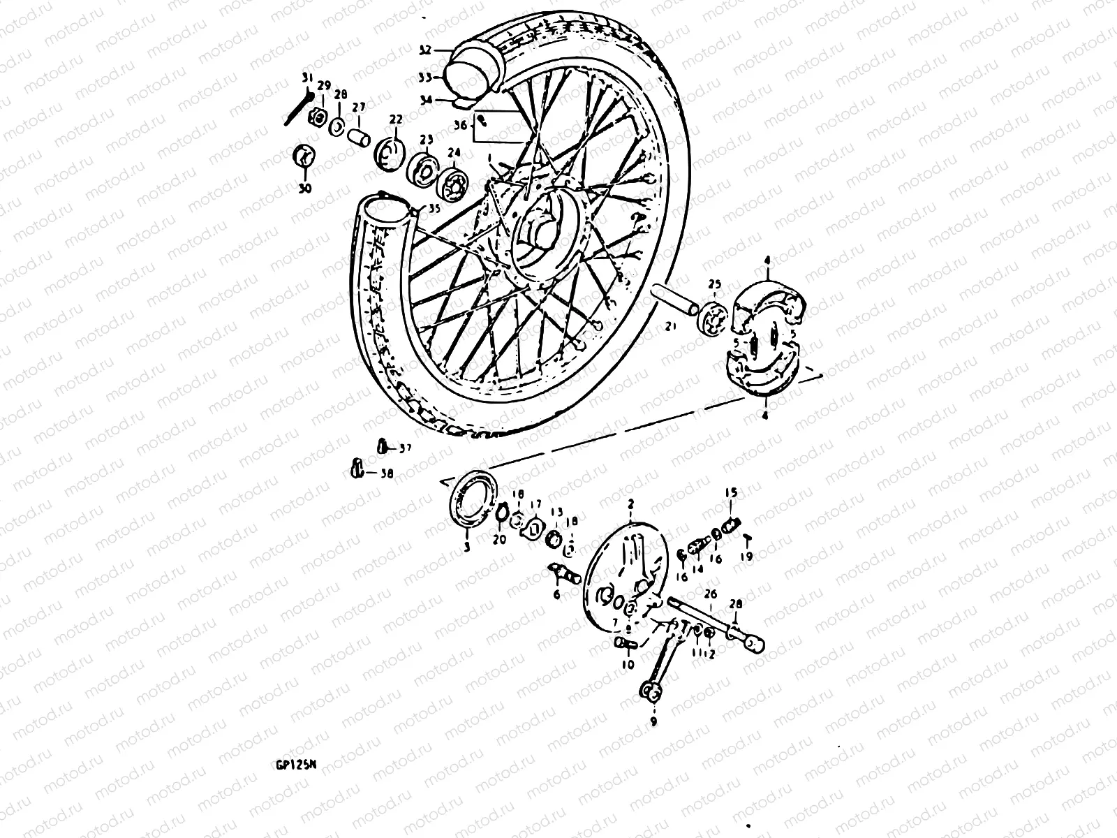 85 - FRONT WHEEL (GP125UC, GP125UN)
