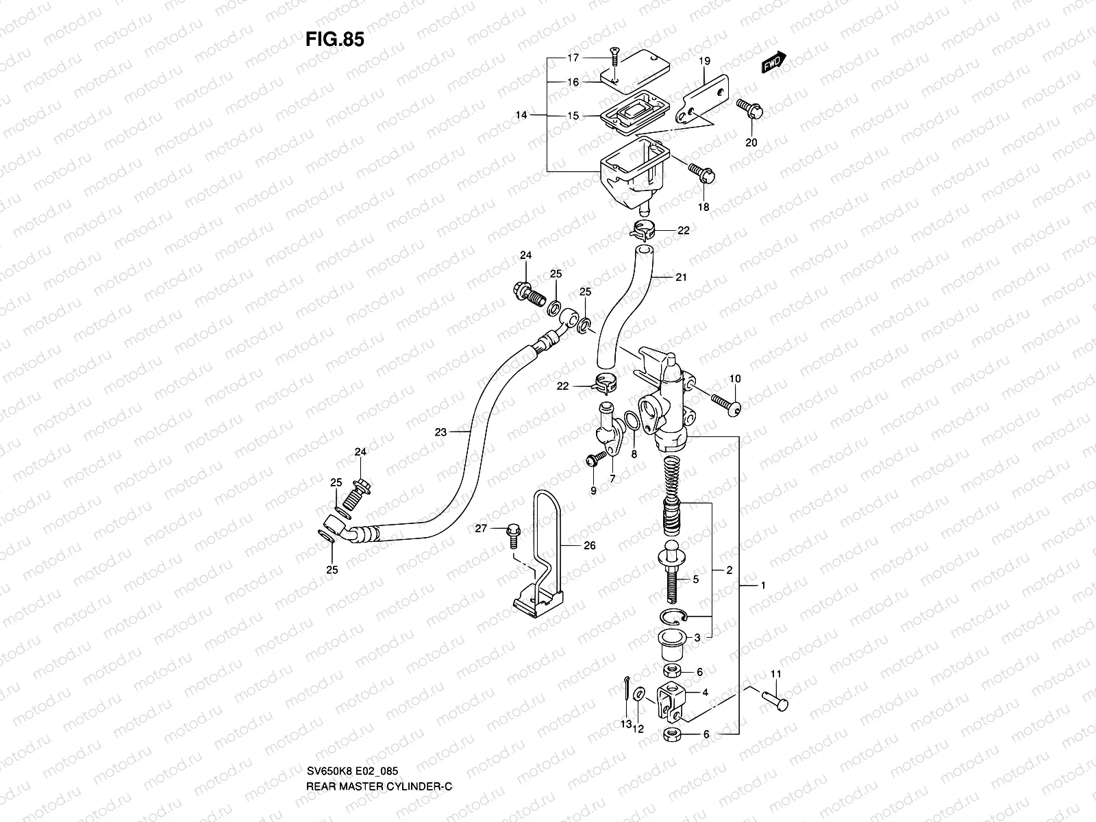 85 - REAR MASTER CYLINDER (SV650K8/UK8/SK8/SUK8/K9/UK9/SK9/SUK9/SL0/SUL0)