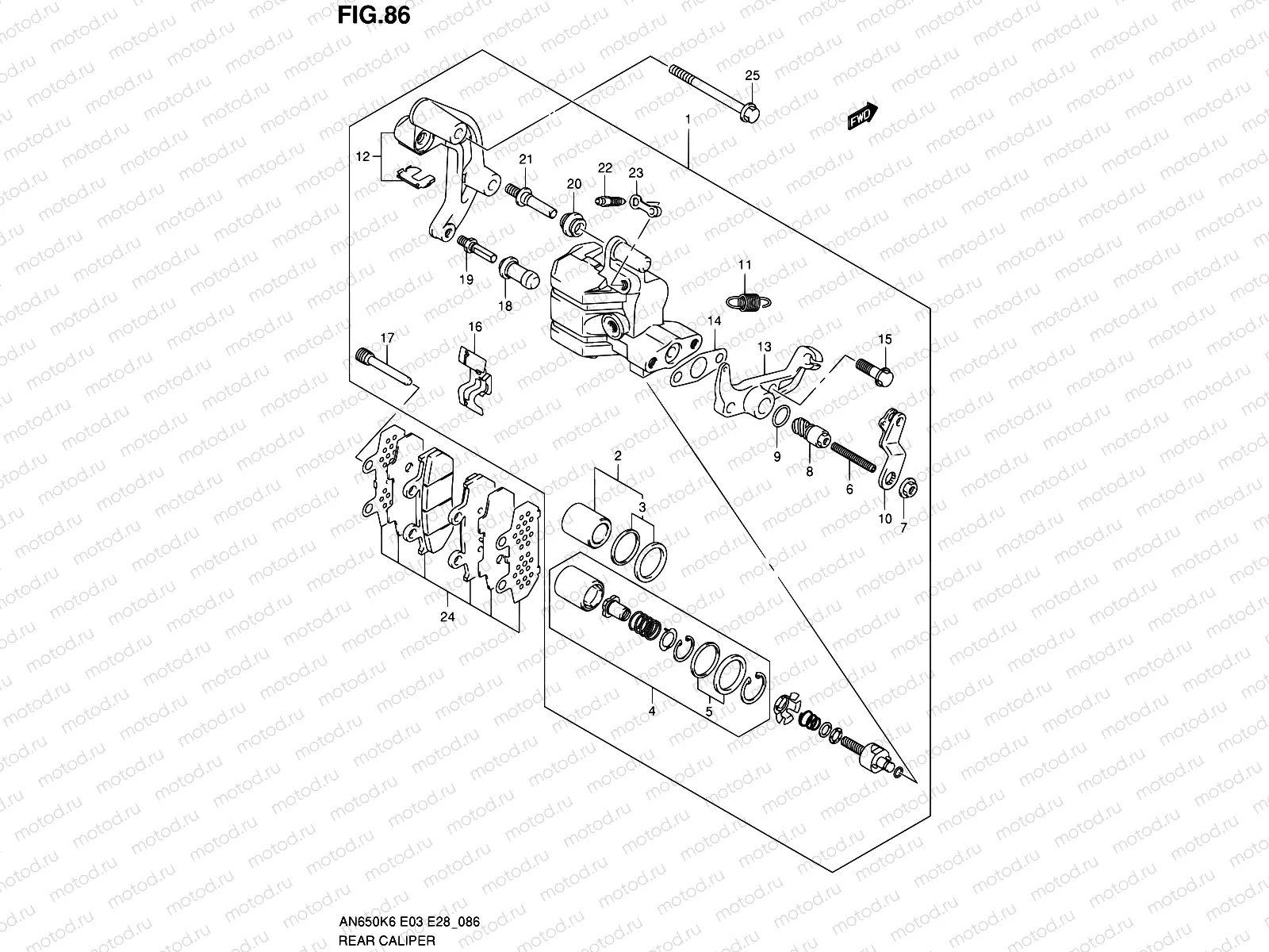 86 - REAR CALIPER (MODEL K6/K7/K8)