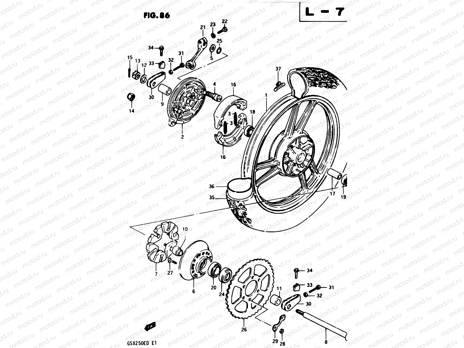 86 - REAR WHEEL (MODEL D)