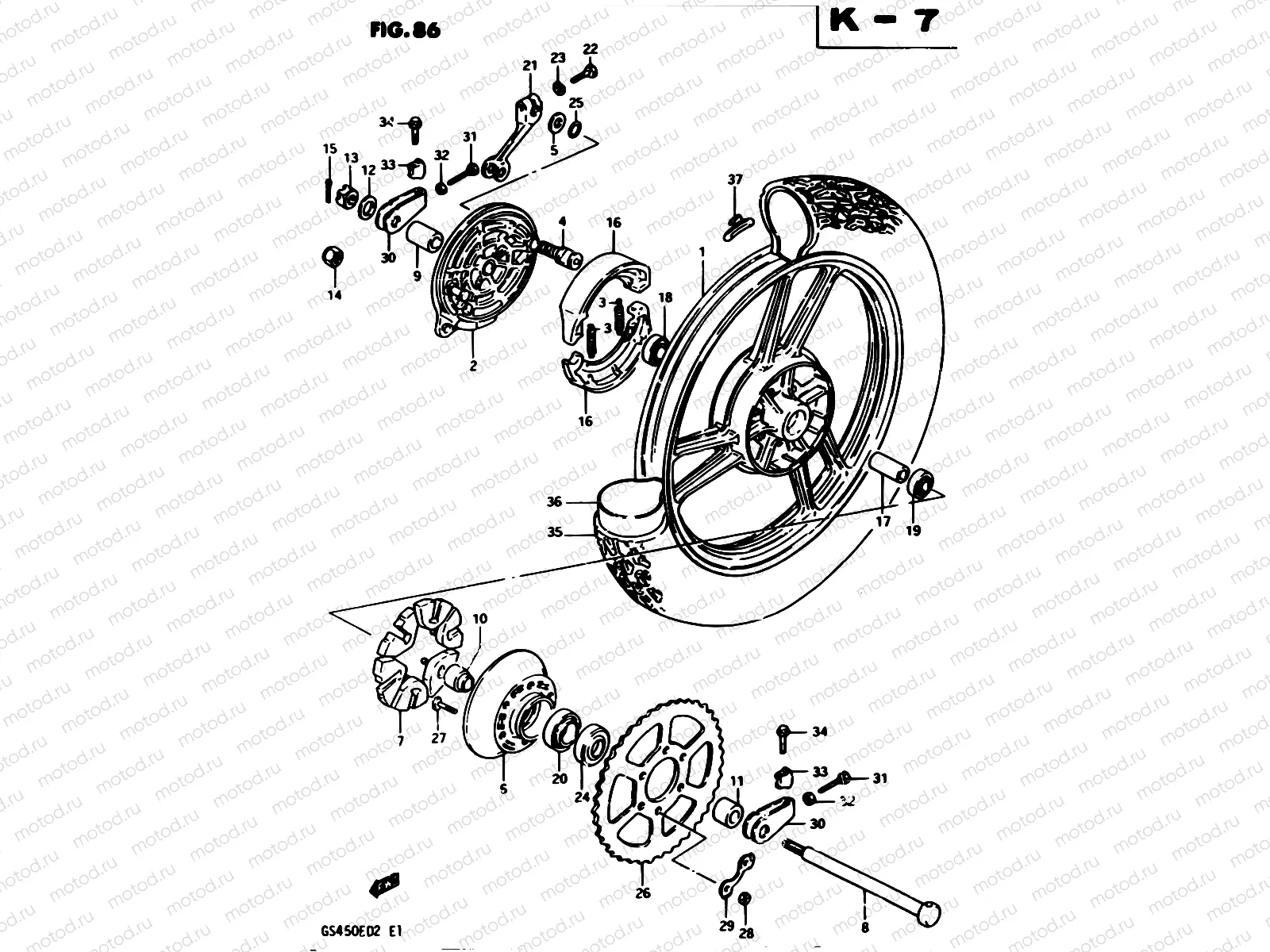 86 - REAR WHEEL (MODEL D)