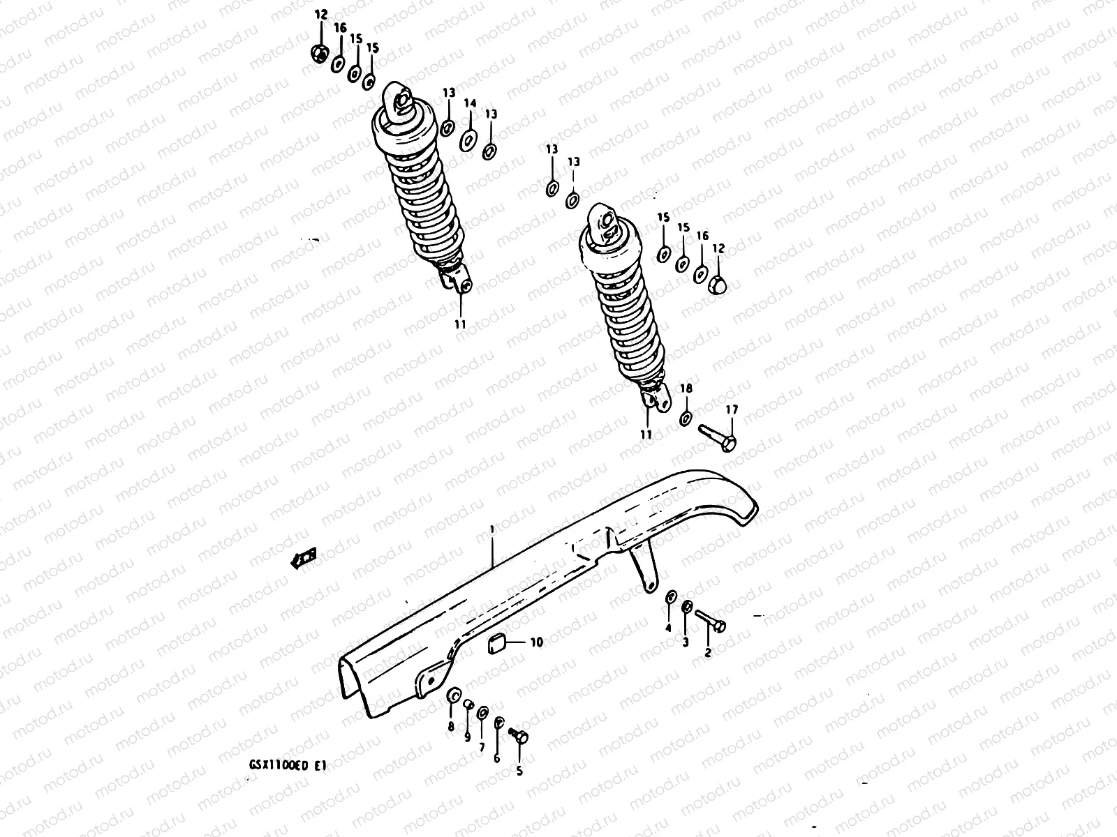 87 - CHAIN CASE - REAR SHOCK ABSORBER (GSX1100ED/EXD,ESD)