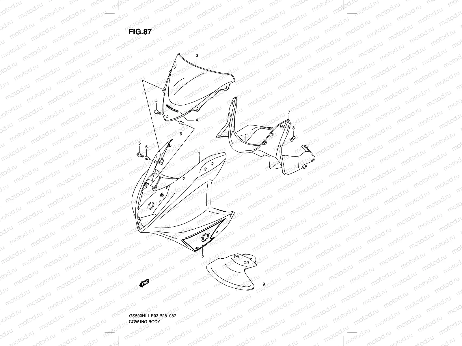 87 - COWLING BODY (GS500FH P33)