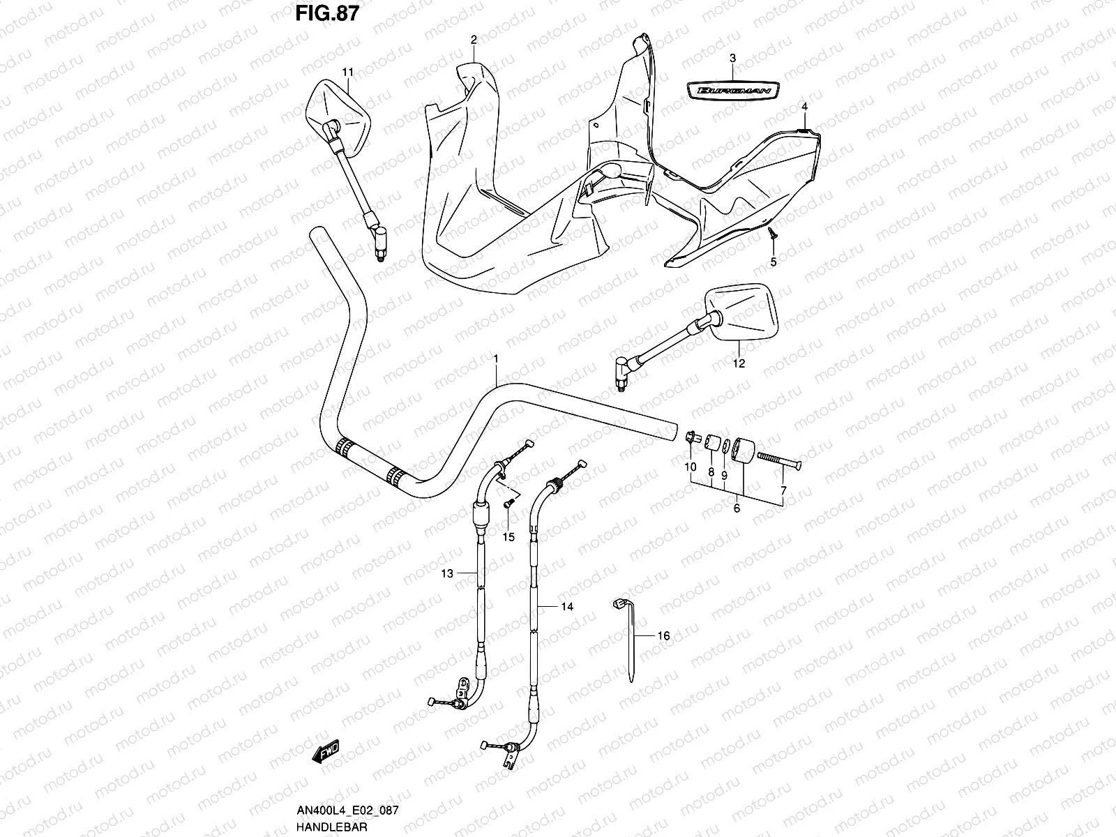 87 - HANDLEBAR (AN400AL4 E19)