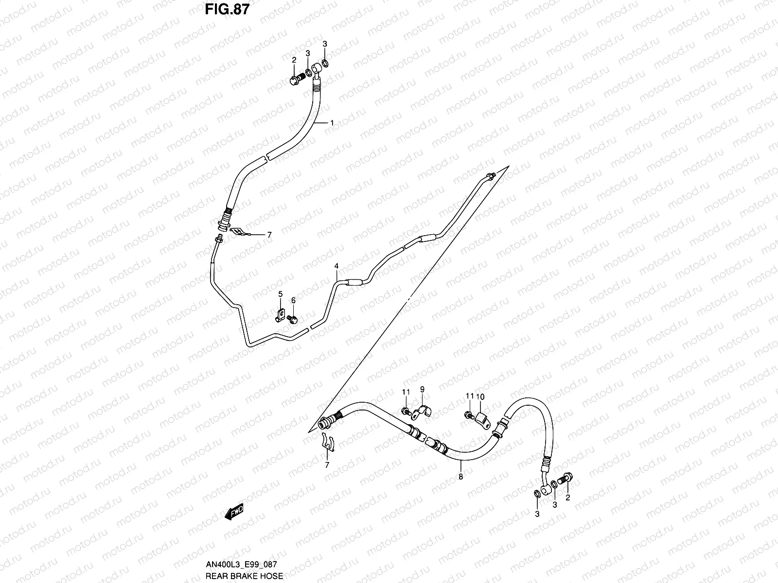 87 - REAR BRAKE HOSE (AN400L3 E99)