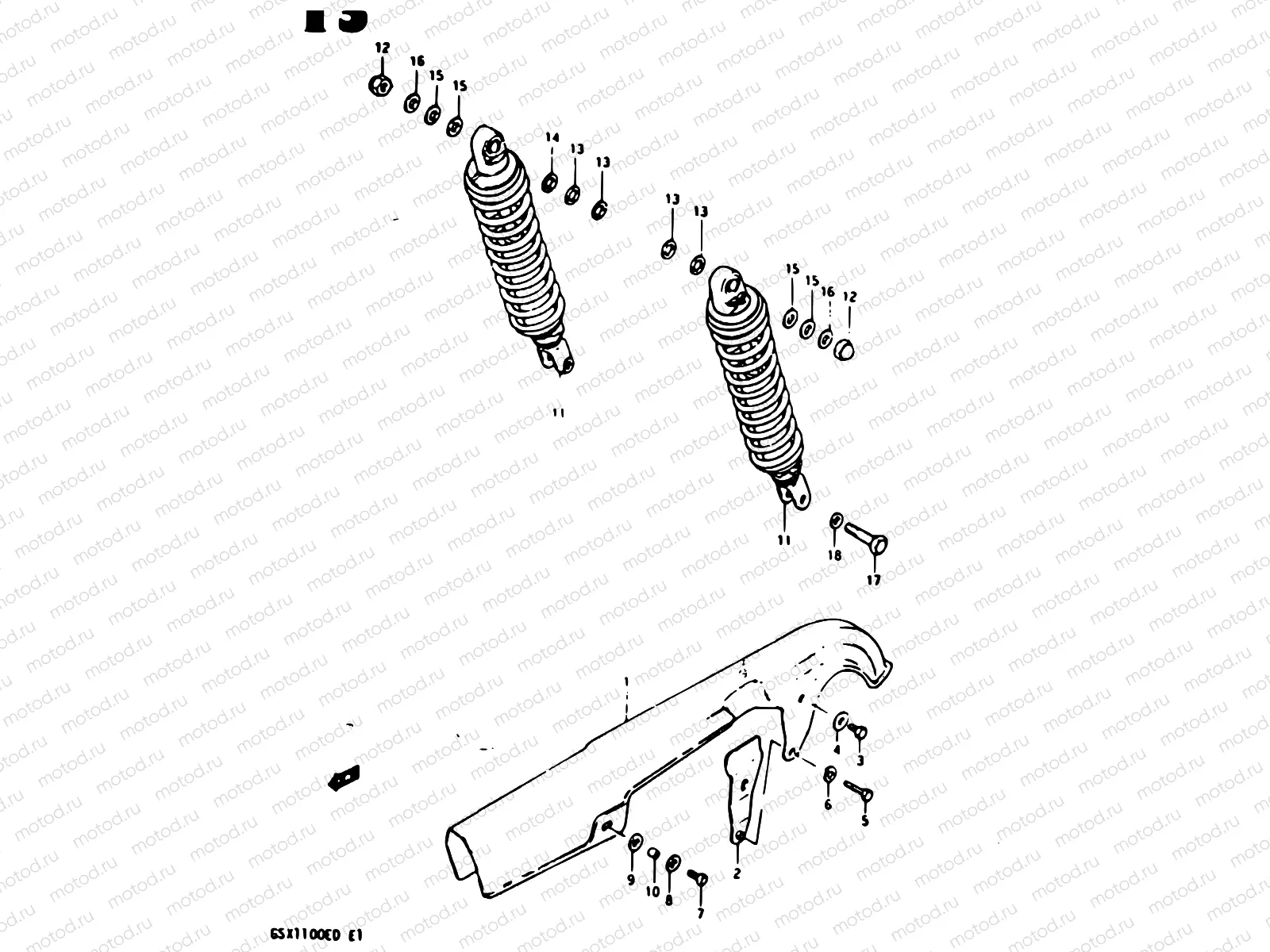 88 - CHAIN CASE - REAR SHOCK ABSORBER (GSX1100Z/D/XD)