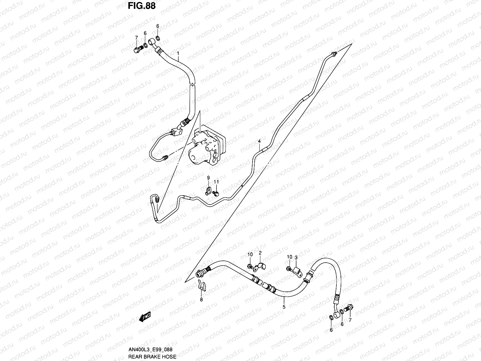 88 - REAR BRAKE HOSE (AN400ZAL3 E99)