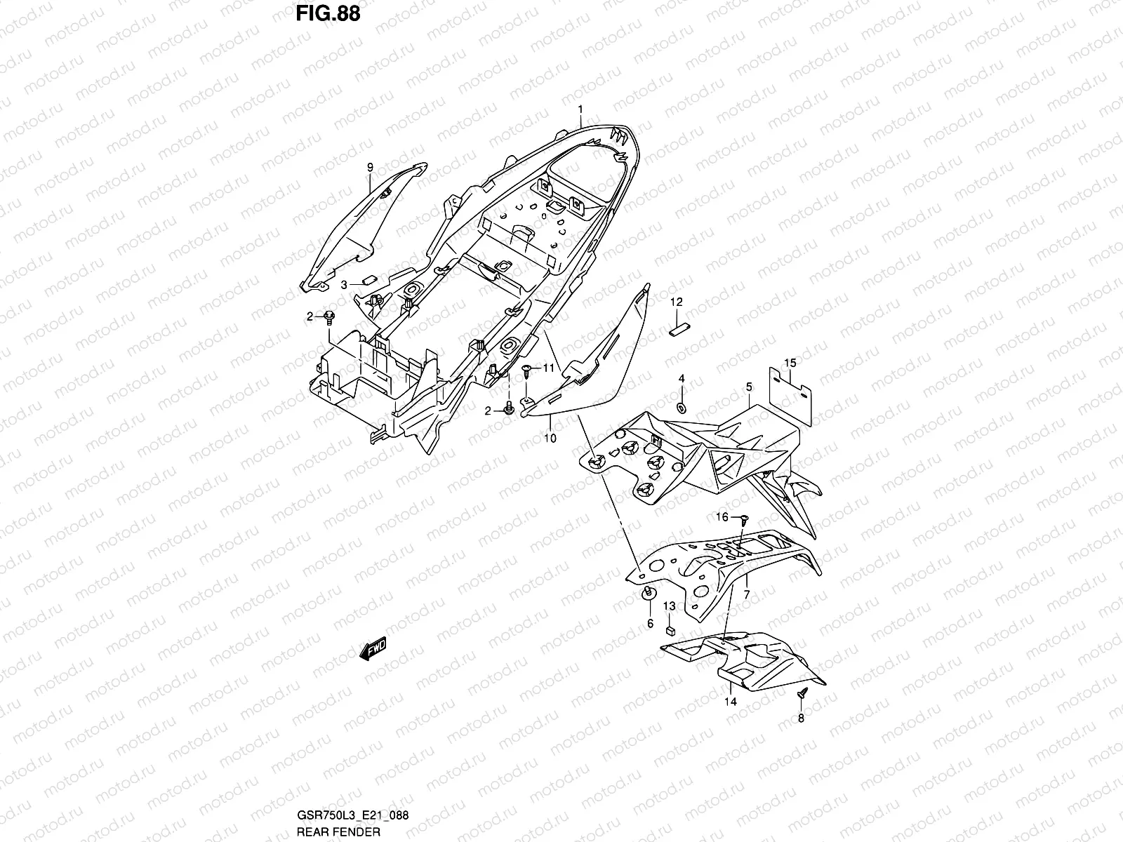 88 - REAR FENDER (GSR750L3 E24)