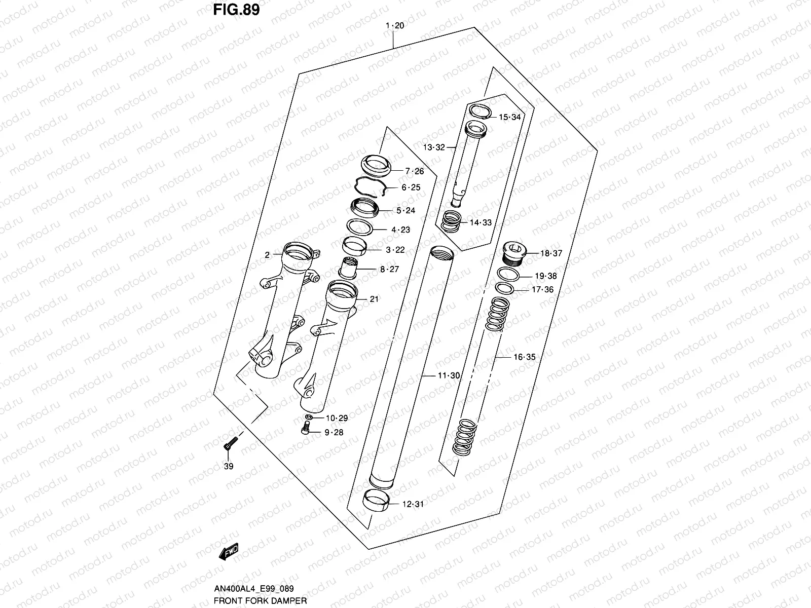 89 - FRONT FORK DAMPER (AN400AL4 E99)
