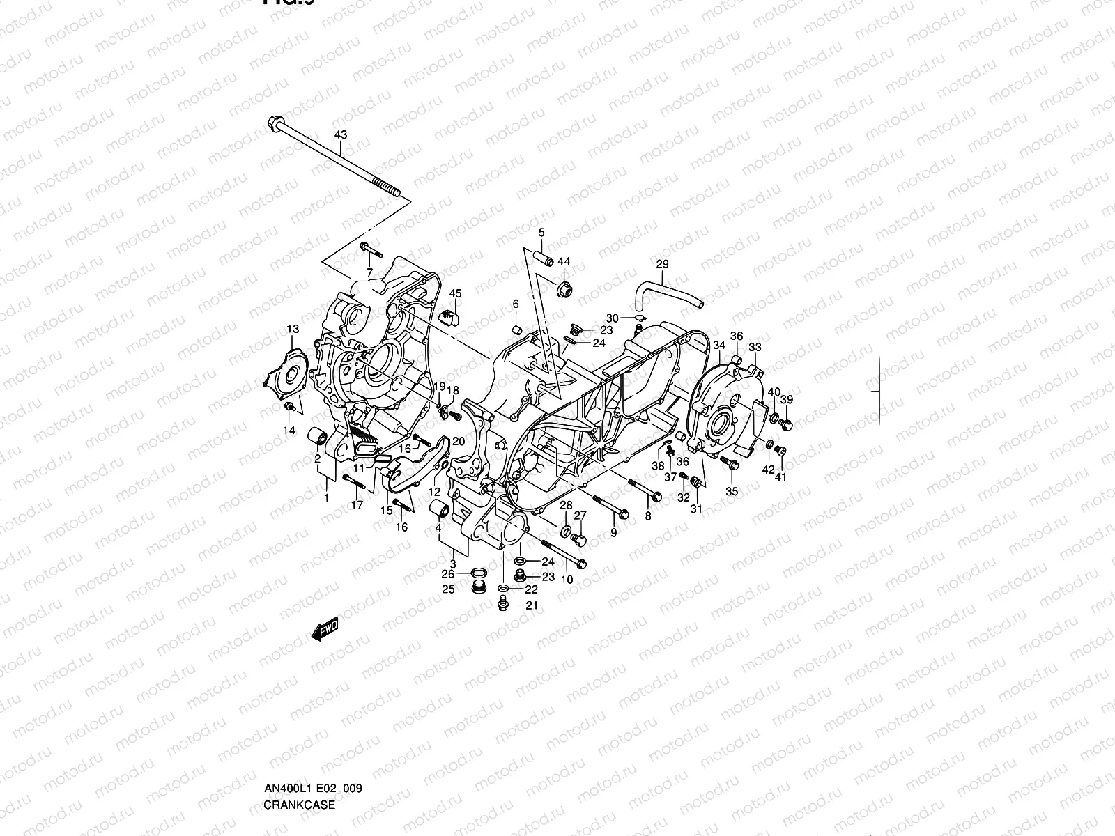 9 - CRANKCASE (AN400ZAL1 E19)