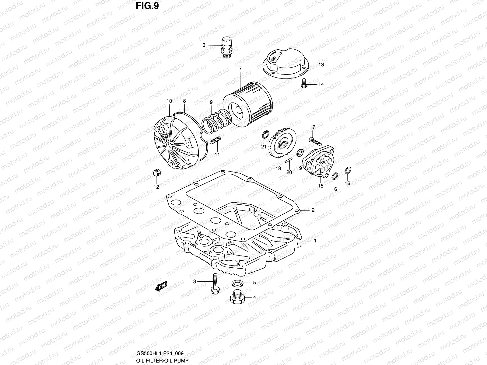 9 - OIL FILTER-OIL PUMP (GS500H)