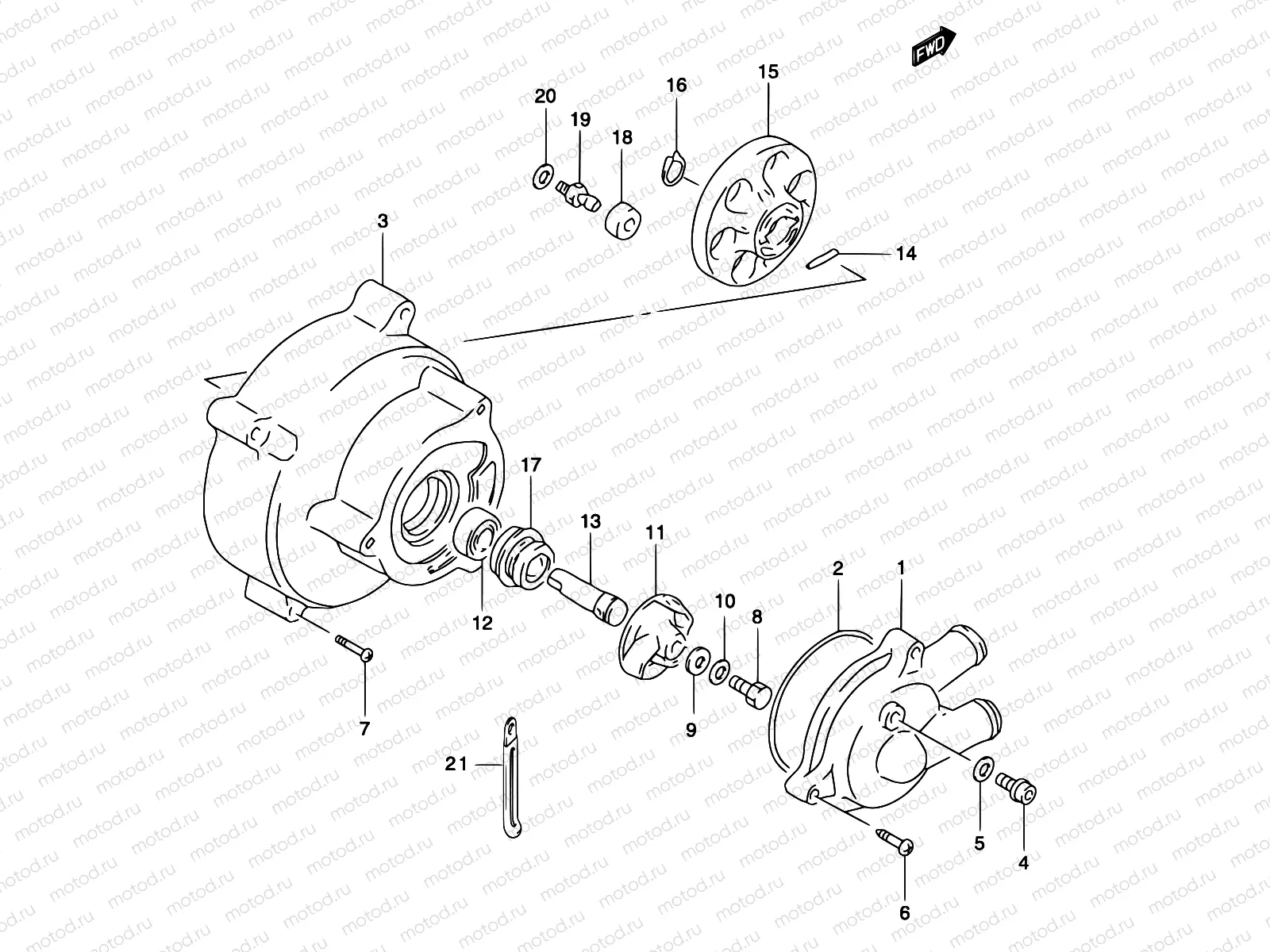 9 - WATER PUMP (MODEL AY50WR K1/K2/AY50W K3/K4)