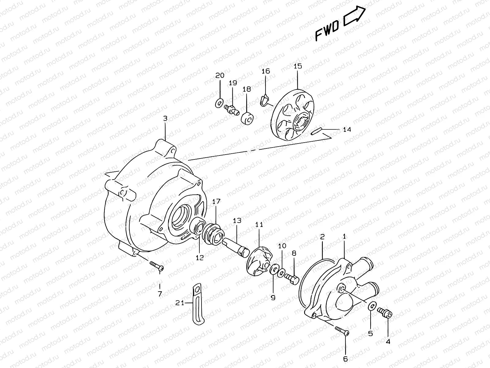 9 - WATER PUMP (MODEL AY50W/WR)