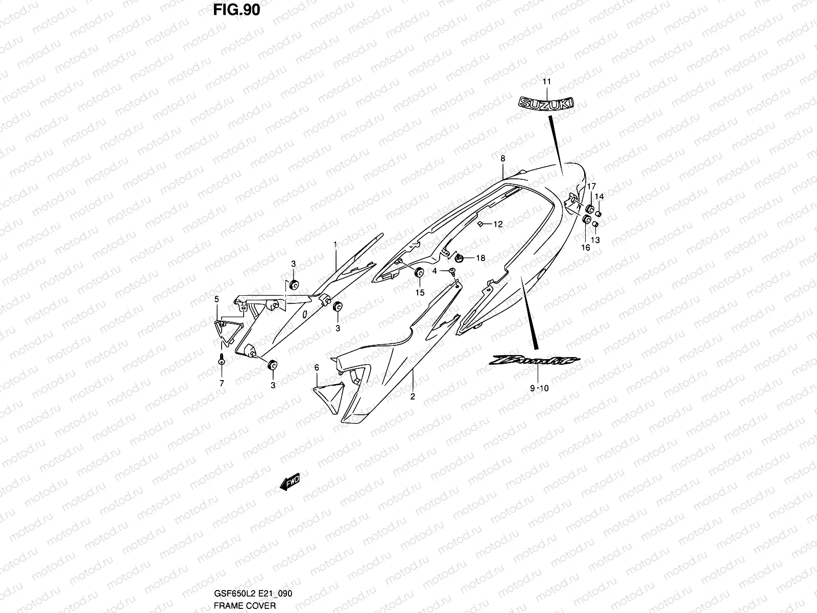 90 - FRAME COVER (GSF650UAL2 E21)