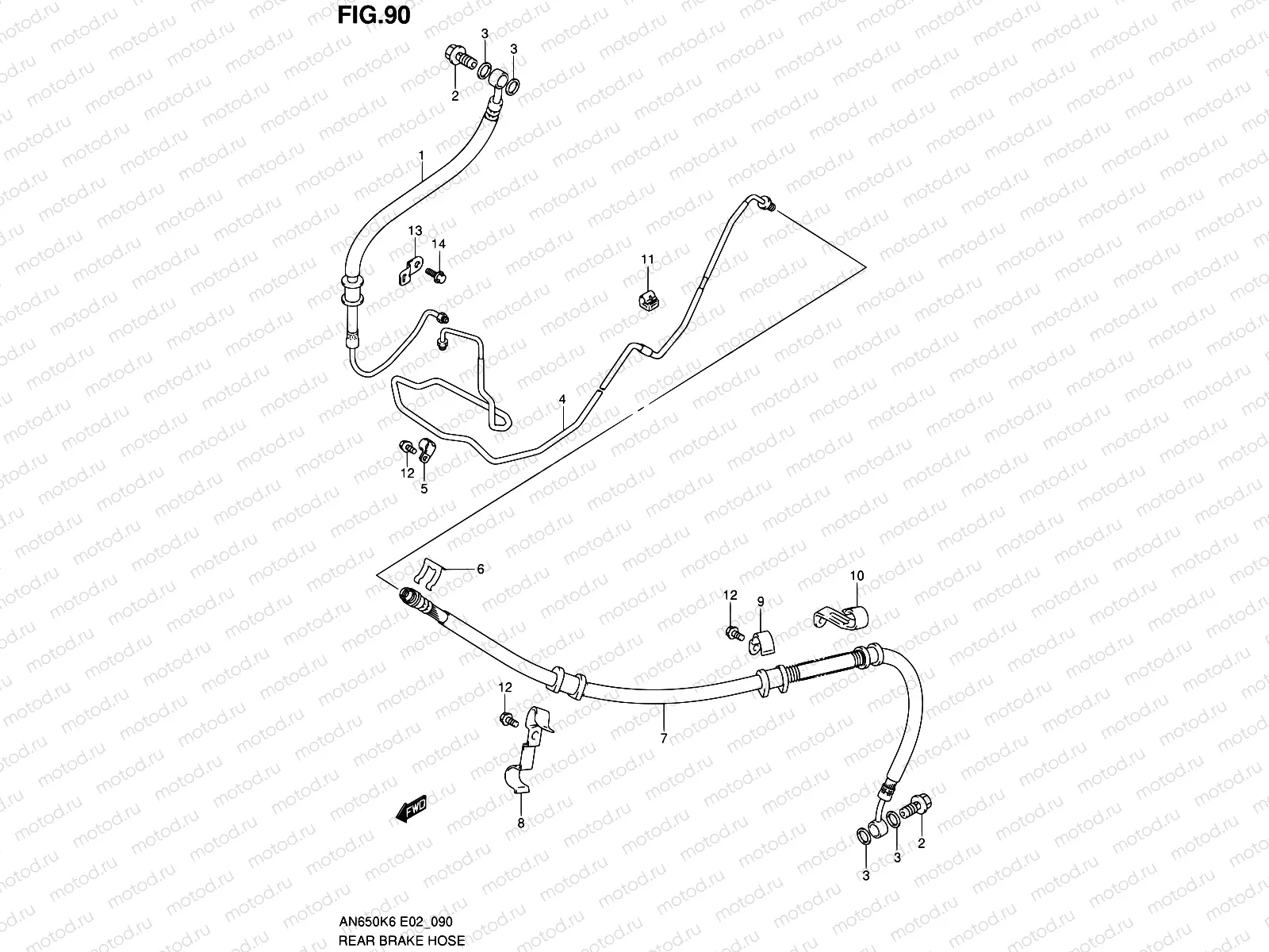 90 - REAR BRAKE HOSE (AN650AK6/AK7/AK8/AZK8/AK9/AL0)