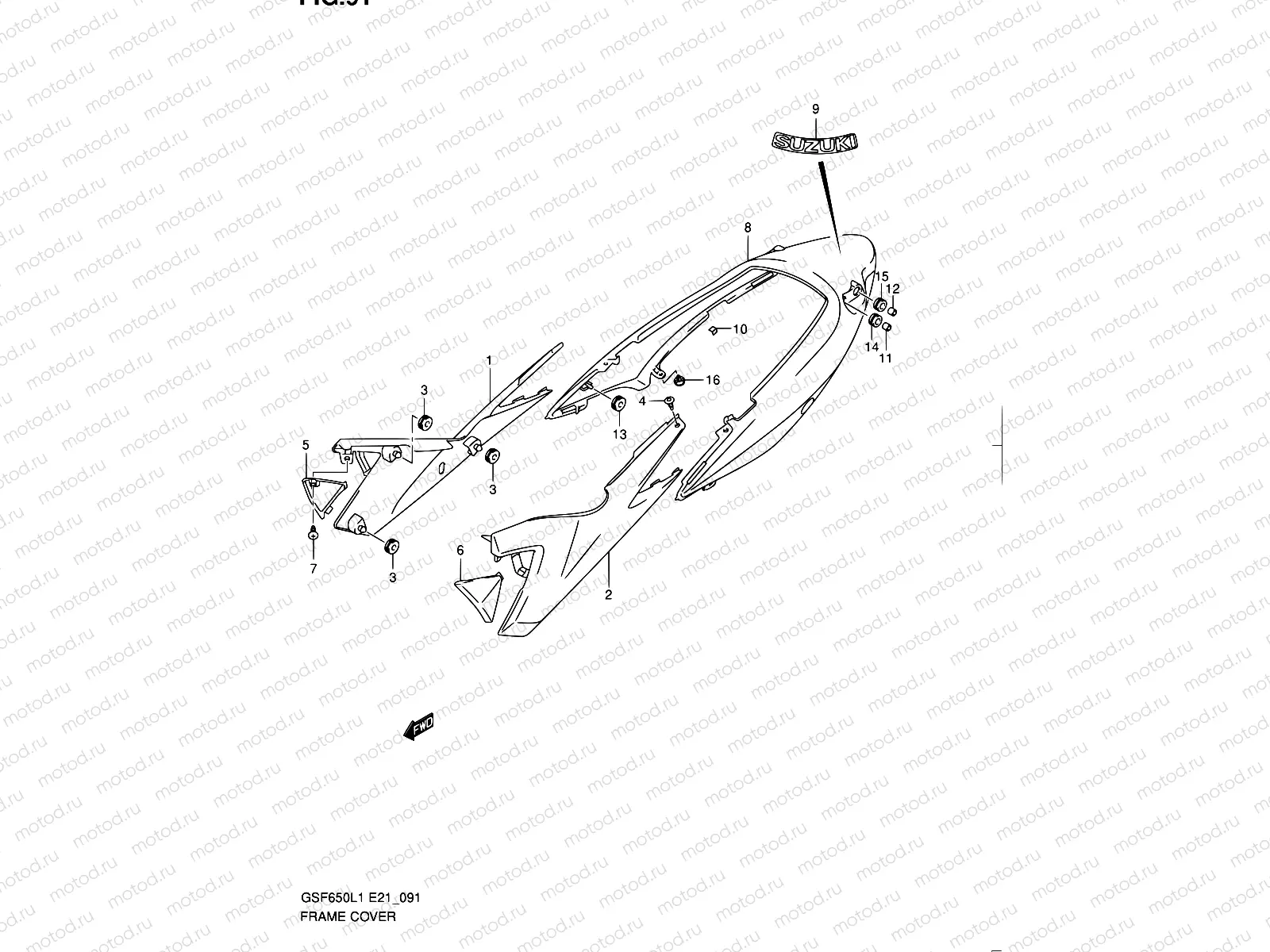 91 - FRAME COVER (GSF650SL1 E21)