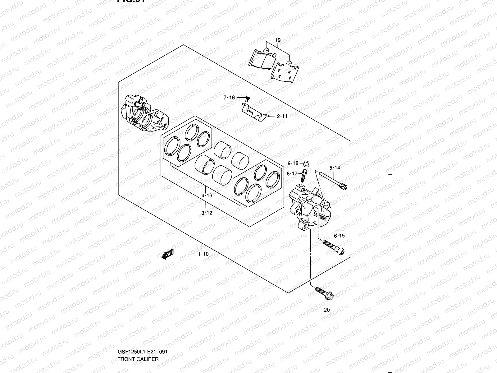 91 - FRONT CALIPER (GSF1250L1 E21)