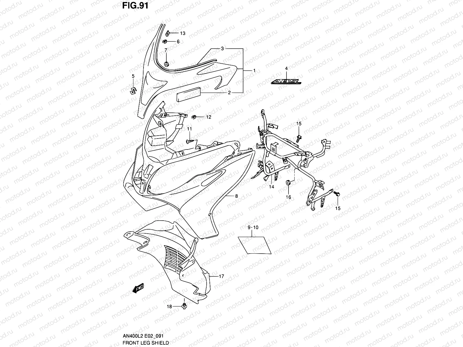 91 - FRONT LEG SHIELD (AN400ZAL2 E19)