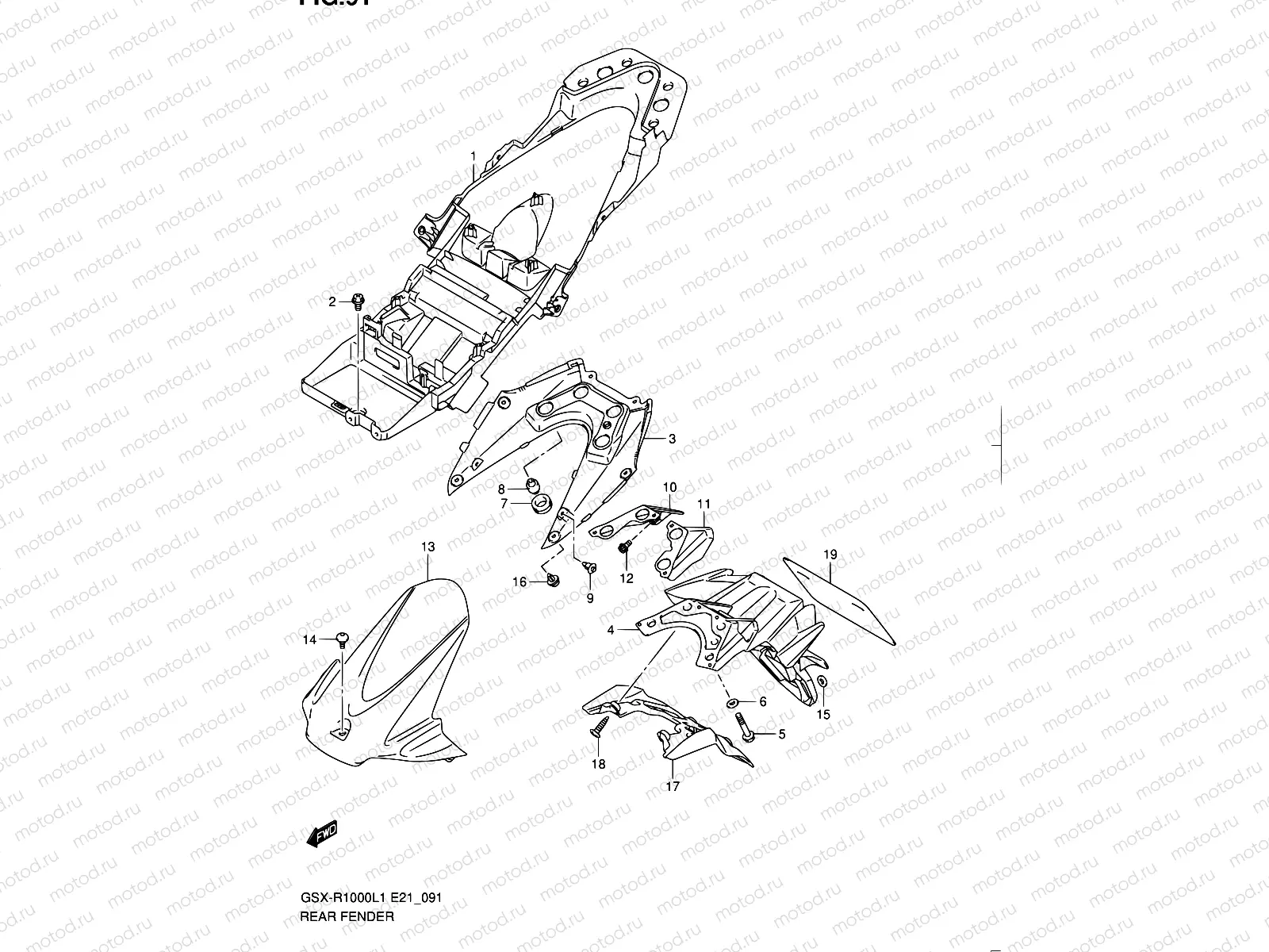 91 - REAR FENDER (GSX-R1000L1 E24)