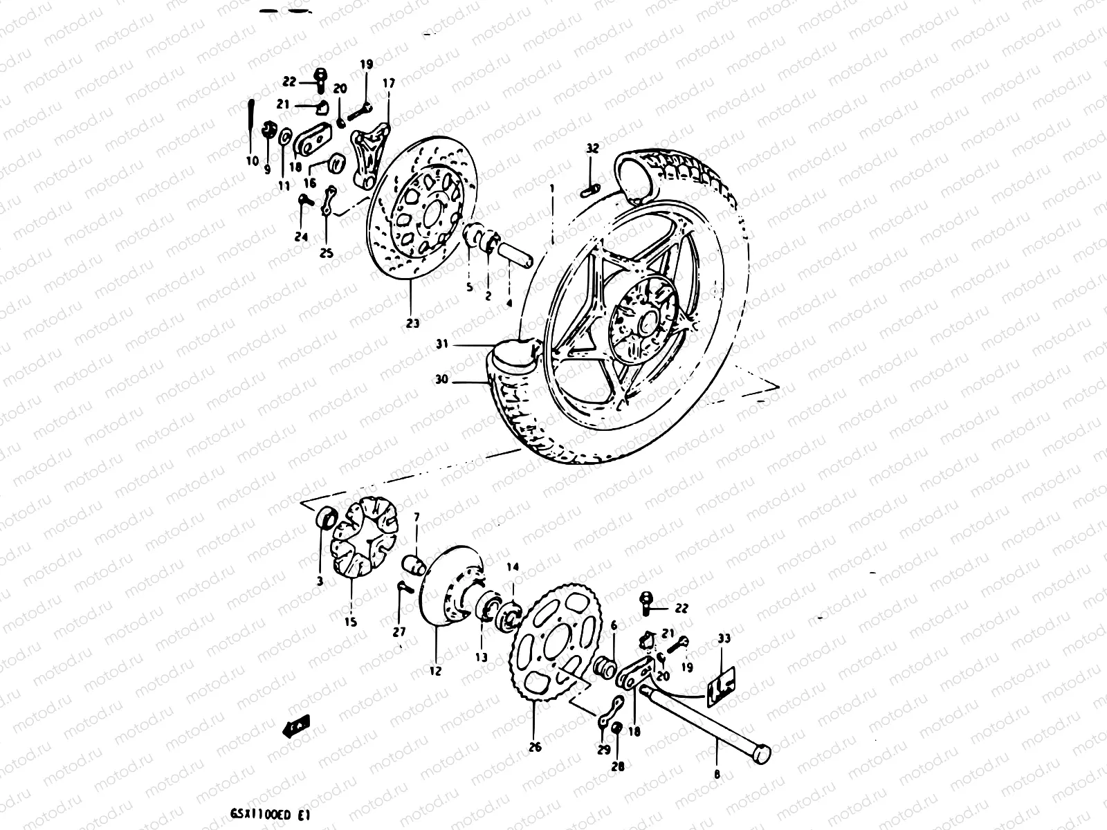 91 - REAR WHEEL (GSX1100EZ)